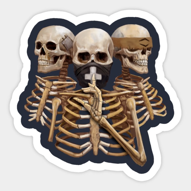 Skeleton Hear No Evil. Speak No Evil. See No Evil Sticker by Mystik Media LLC